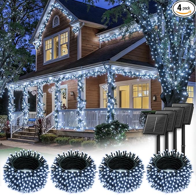 Brightown 4 Pack Solar String Lights Outdoor, Total 288Ft 800 LED Twinkle Fairy by Brightown