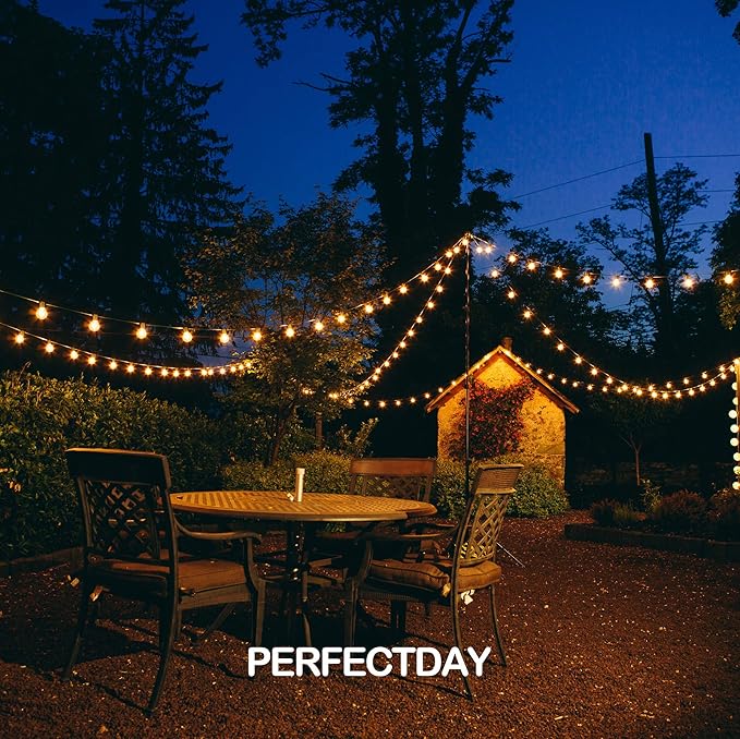 PERFECTDAY Solar String Lights, Shatterproof LED Solar String Light Outdoor G40 - Image 6