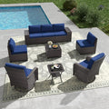 Kullavik 9 Pieces Outdoor Patio Furniture Set, PE Wicker Rattan Sectional Sofa by KULLAVIK