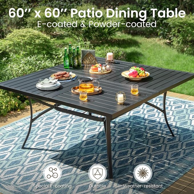 PHI VILLA 9 Pieces Square Outdoor Dining Set - Image 3