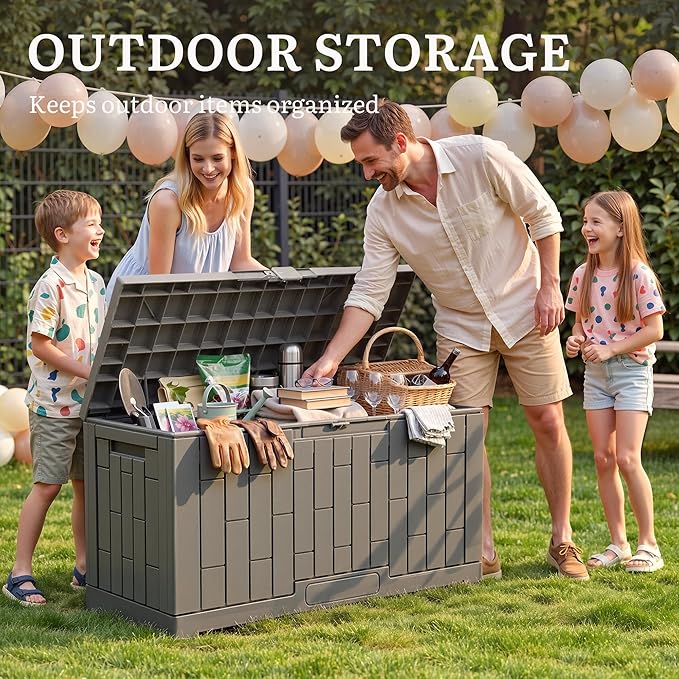 YITAHOME 60 Gallon Outdoor Storage Box, Lockable Resin Deck Box - Image 6