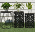 HFHOME Set of 3 Metal Outdoor Side Table, Nesting Round Coffee Table by HFHOME