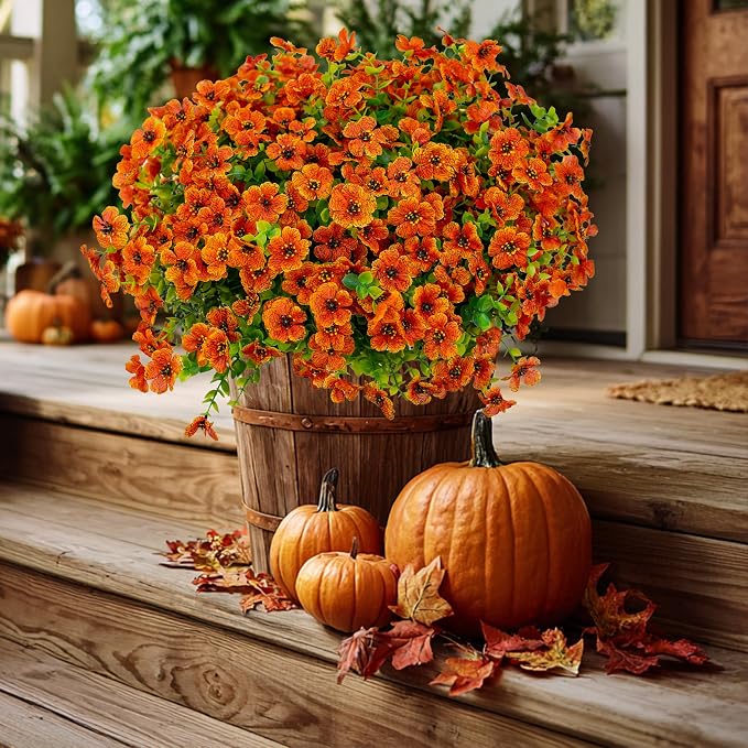 Artificial Fall Flowers Outdoor Fake Mums - Image 3