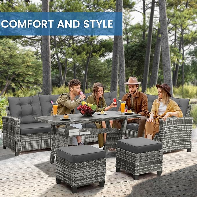 6-Piece Patio Furniture Set, Outdoor Sectional Sofa - Image 6