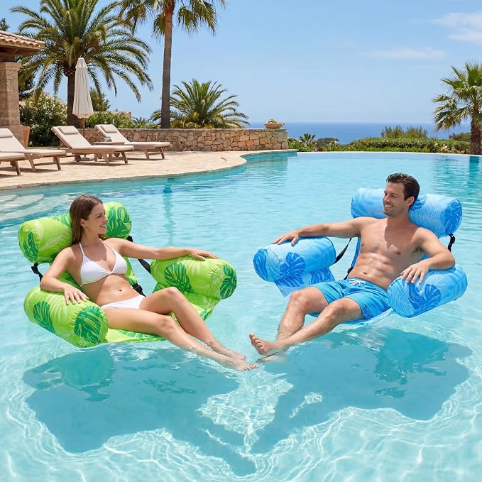 2 Pack Inflatable Pool Float for Adult Adjustable Hammock Float Chair Fabric - Image 8