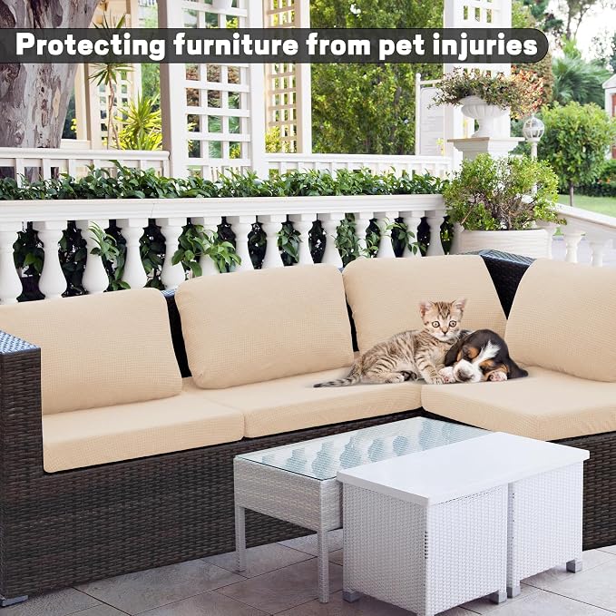 8Pcs Outdoor Cushion Covers, Patio Cushion Covers, Stretch Elastic Slipcovers - Image 3