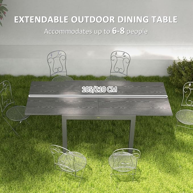 Outsunny Extendable Outdoor Dining Table, Rectangle Expandable Patio Table - Image 4
