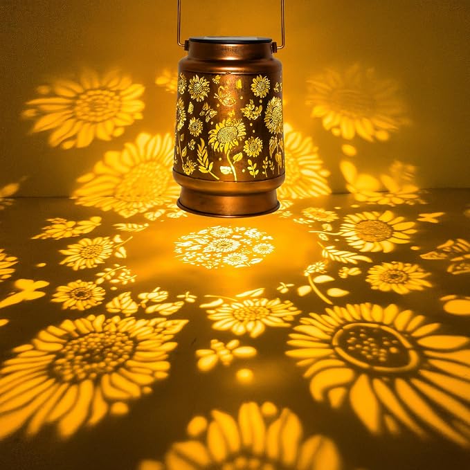 2 Pack Sunflower Solar Lantern Lights, Outdoor Lanterns Garden Decor, Hanging - Image 7