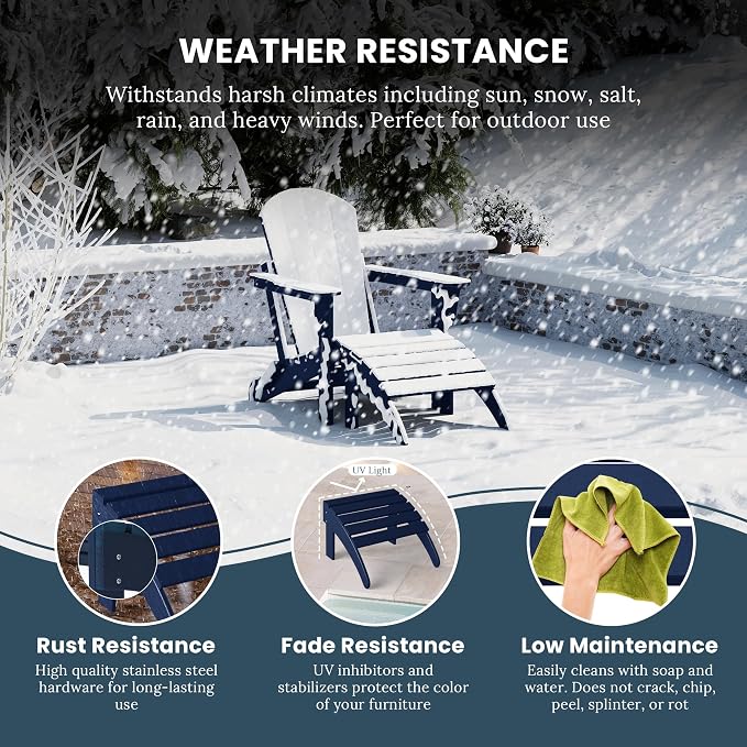 WO Home Furniture Adirondack Ottoman Outdoor Patio Footrest 13.5" Inch Folding - Image 4