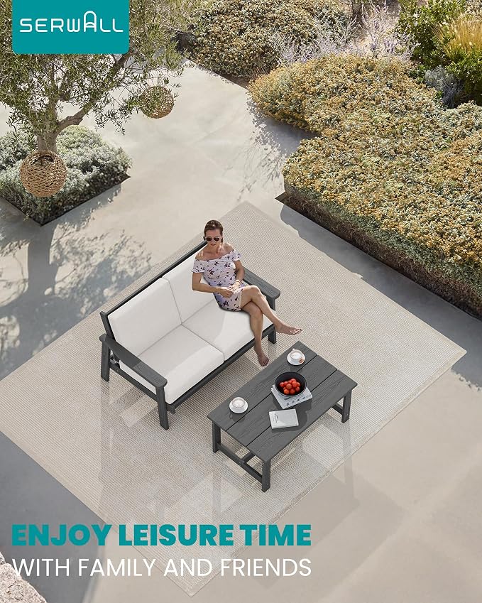 SERWALL HDPE Outdoor Patio Loveseat - Image 9