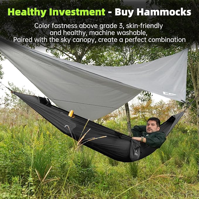Camping Hammock with Mosquito Net and Rain Fly Tarp - Image 2