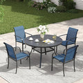 VICLLAX Patio Table and Chair Set of 4, All Weather Metal Round Outdoor Dining by HOME