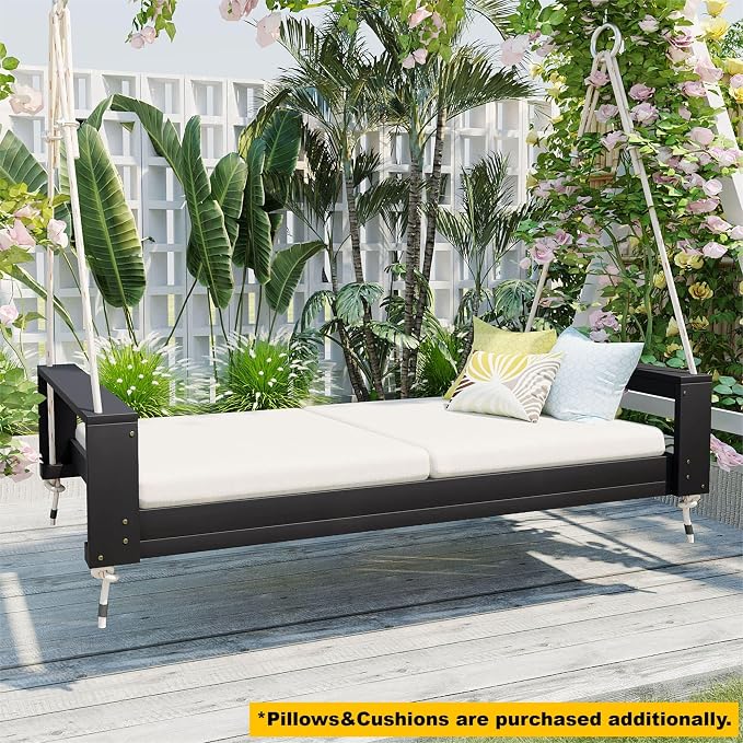 Merax Patio Acacia Wood Porch Swing - Image 2