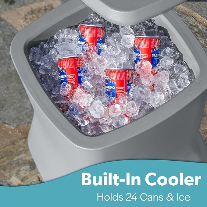 Coast Modern Outdoor Side Table Cooler- 2 in 1 Patio Decor Storage Table & Ice - Image 3