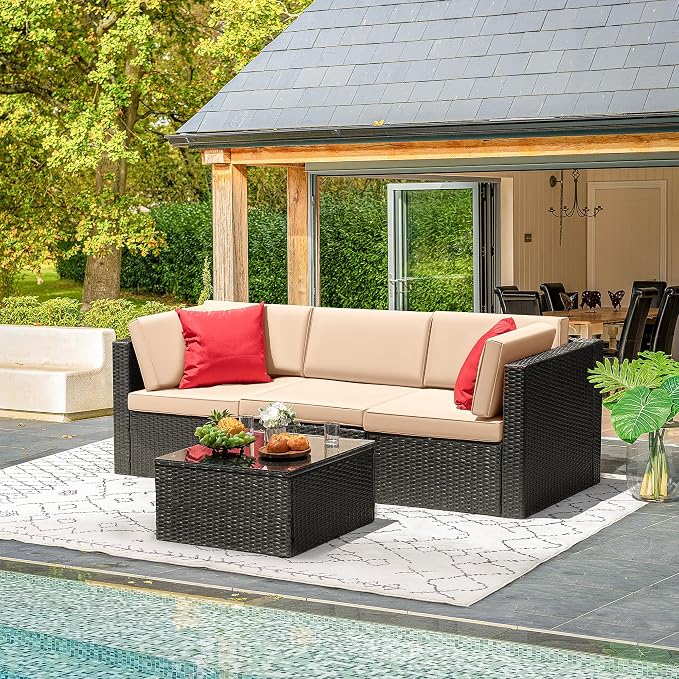 Devoko 4 Pieces Patio Furniture Sets All-Weather Outdoor Sectional Sofa Manual - Image 3