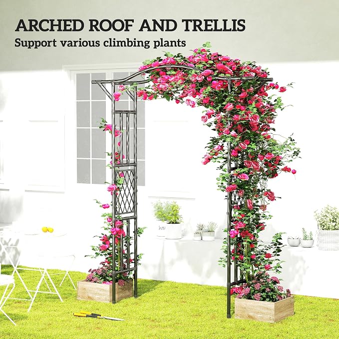 Outsunny Garden Arch, 7.5ft PE-Coated Steel Garden Arch Trellis - Image 3