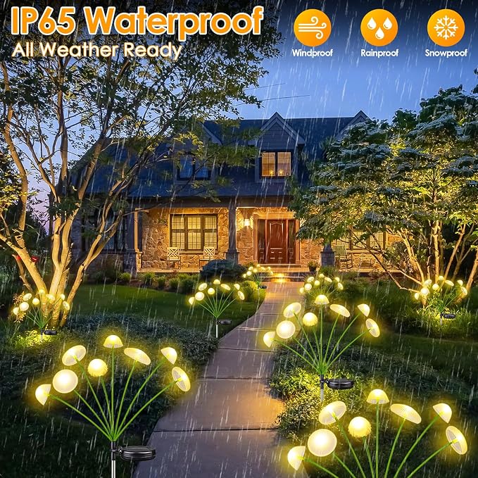 2PK 16LED Solar Garden Lights Outdoor, Mushroom Solar Lights Outdoor, IP65 - Image 2