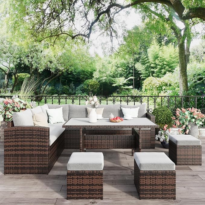Wisteria Lane 7 Piece Patio Furniture Set, Wicker Patio Sectional - Image 8
