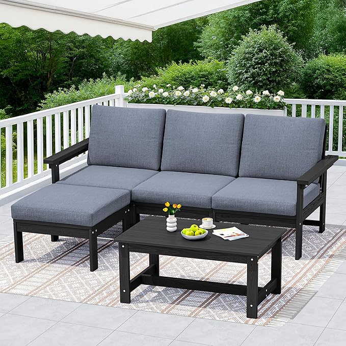 SERWALL Outdoor Sectional Sofa Set, 5-piece Outdoor Modula Couch Set - Image 4
