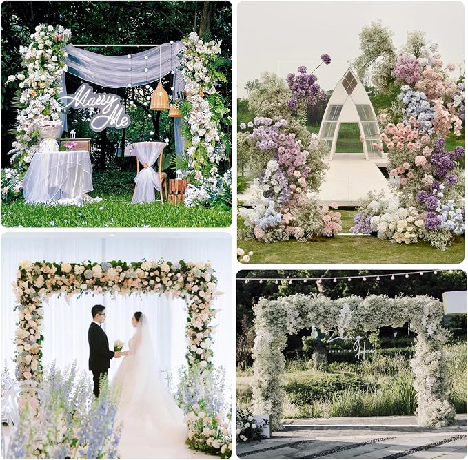 Wokceer Wedding Arch Backdrop Stand Square 7.2 x 7.2 FT White Metal Backdrop - Image 6