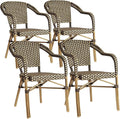 PURPLE LEAF Outdoor Dining Chair Set of 4 Hand-Woven Wicker Armchair by PURPLELEAF