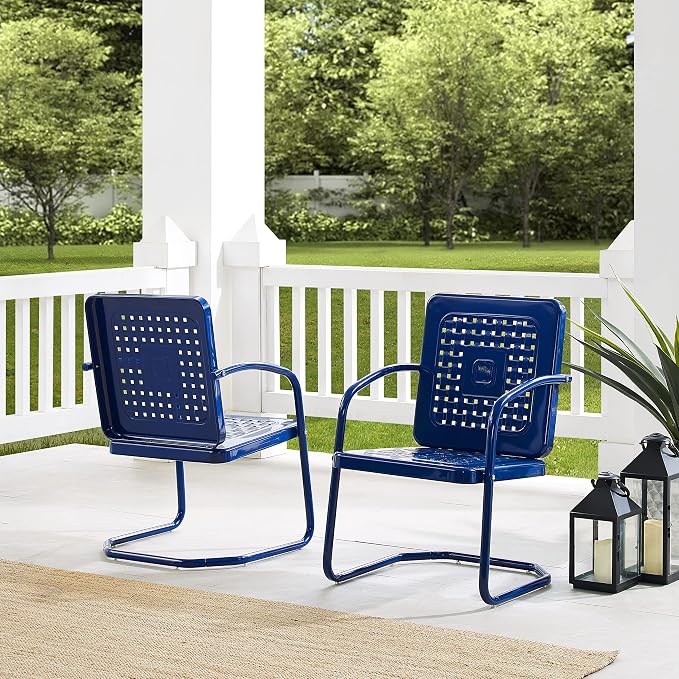 Crosley Furniture Bates 2-Piece Outdoor Chair Set, Retro Metal Patio Chairs - Image 2