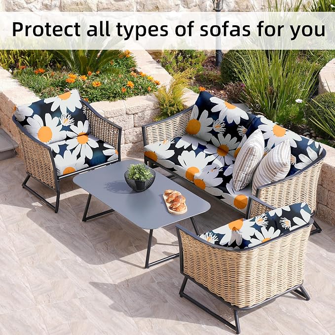 8Pcs Stretch Patio Cushion Covers, Outdoor Couch Covers Replacement, Outdoor - Image 4