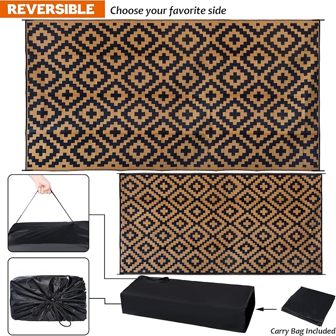 SAND MINE Reversible Mats, Plastic Straw Rug, Modern Area Rug, Large Floor Mat - Image 3