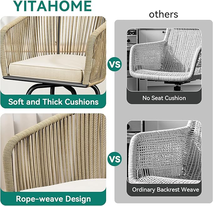 YITAHOME Patio Bar Stools Set of 4, Counter Height Swivel Bar Stools - Image 4