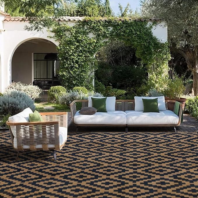 SAND MINE Reversible Mats, Plastic Straw Rug, Modern Area Rug, Large Floor Mat - Image 5