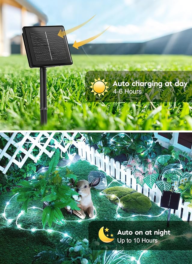 Brightown Solar Rope Lights, IP65 Waterproof 39FT 100LED Outdoor Solar String - Image 5