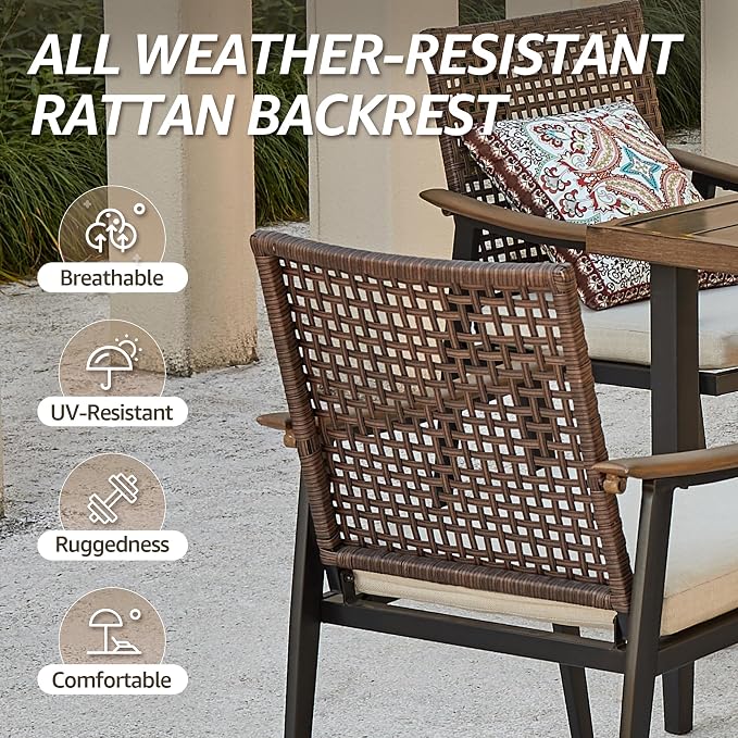 NATURAL EXPRESSIONS 7 Piece Patio Dining Table Outdoor Furniture Set - Image 3