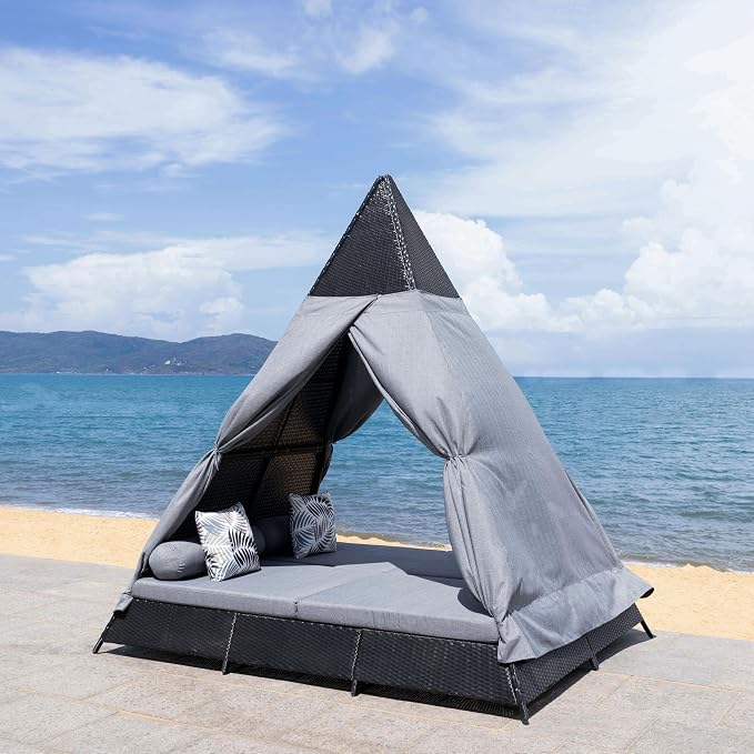 SAFAVIEH Outdoor Collection Bogo Black/Grey Daybed - Image 5