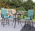 PHI VILLA Outdoor Patio Swivel Bar Set of 3, Jacquard Lake Blue Textilene by PHIVILLAThepioneerofcomfortablehouseholdsupplies