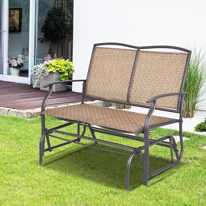 Giantex Patio Glider Bench, 400 Lbs Capacity, Steel Frame, Outdoor Swing Chair - Image 9
