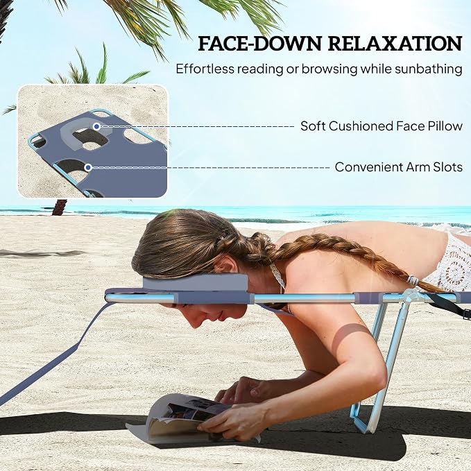 Outsunny Folding Beach Lounge Chair - Image 5