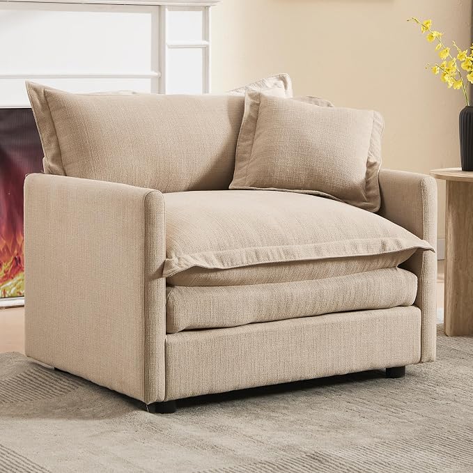 Oversized Chair with Ottoman Upholstered Comfy Single Sofa Chaise Lounge Chair - Image 7