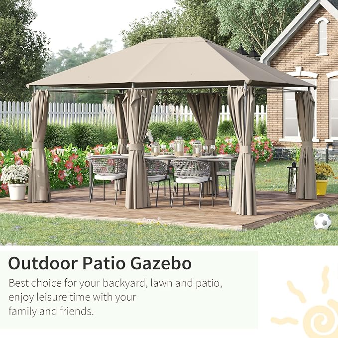 Outsunny 10' x 13' Outdoor Patio Gazebo Canopy Shelter - Image 5