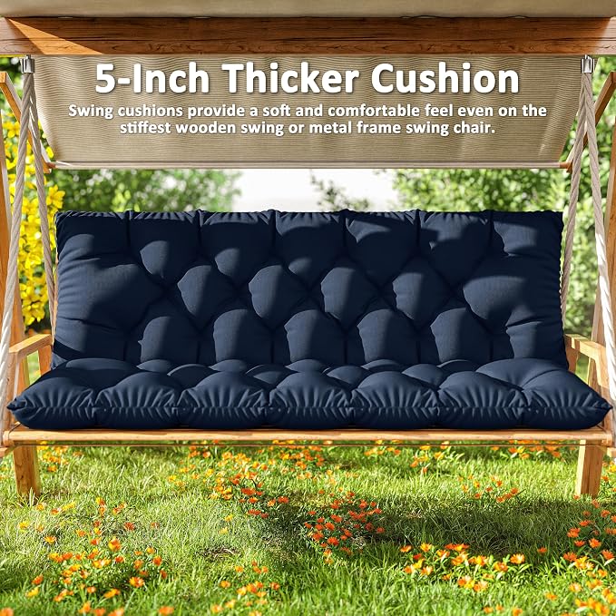 Porch Swing Cushion with Backrest 2-3 Seater Outdoor Bench Cushions Waterproof - Image 6