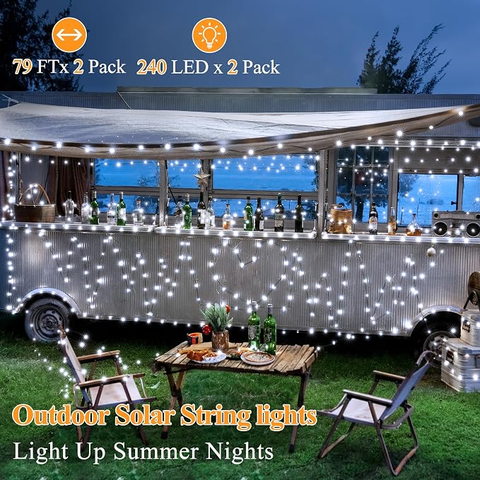 2 Pack Solar String Lights Total 480LED 158FT, IP67 Waterproof Solar Lights - Image 2