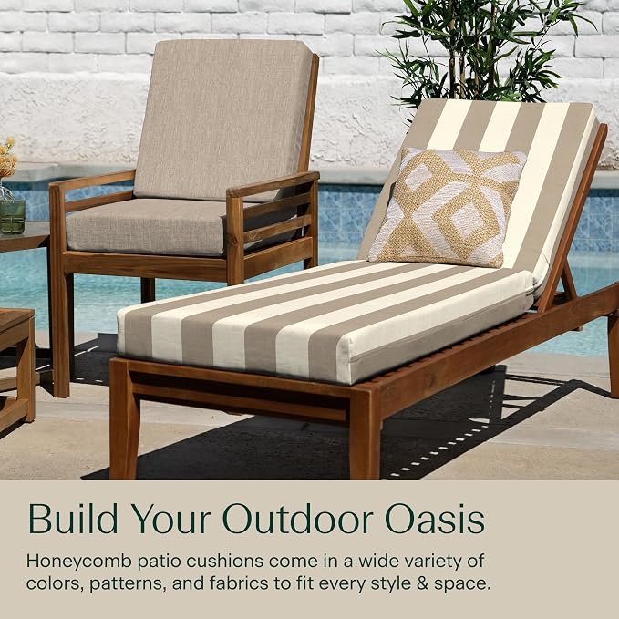 Honeycomb Outdoor Heritage Chaise, 26 x 80, Cabana Stripe Tan Chair Cushion - Image 3