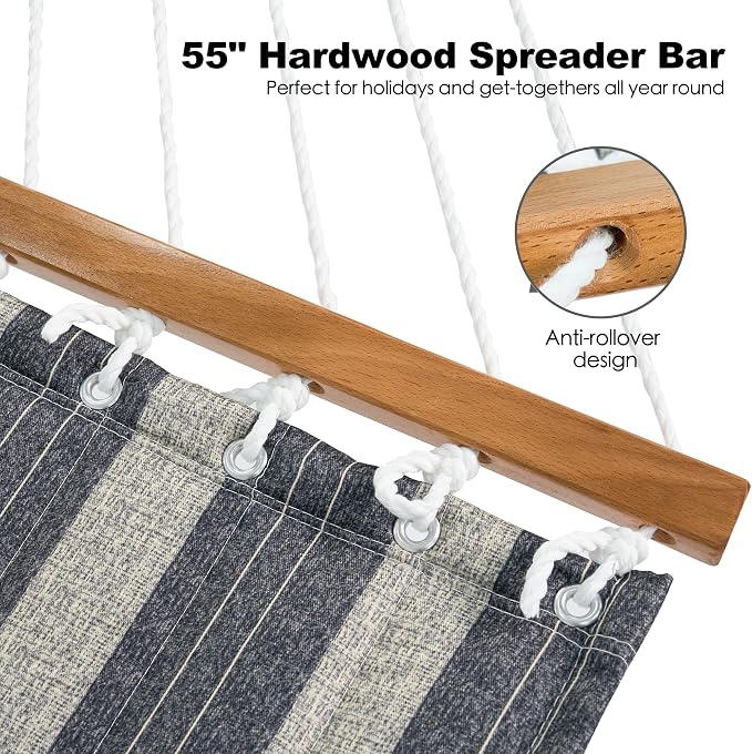 2 Person Hammocks for Outside, Double Quilted Fabric Outdoor Hammock - Image 4