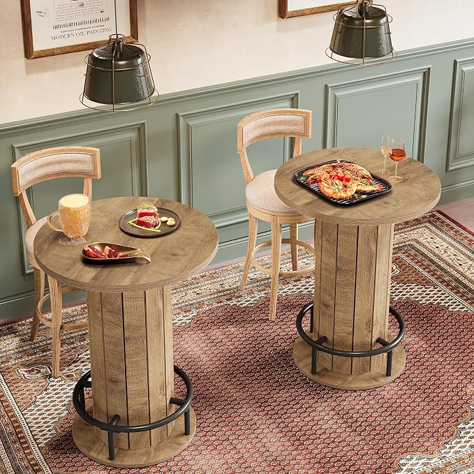 Tribesigns Round Dining Table Set of 2, Bar Height Commercial Kitchen Table - Image 7