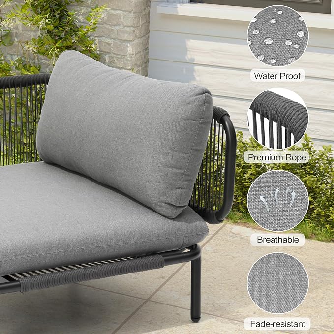 Patio Furniture Set, Outdoor Patio Furniture Oversized Metal Patio Sectional - Image 8