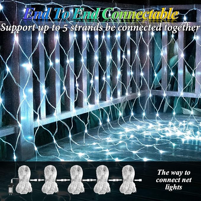 8ft x 8ft Net Lights, 180LED Gazebo Lights Outdoor 8 Modes Timer, Waterproof - Image 3