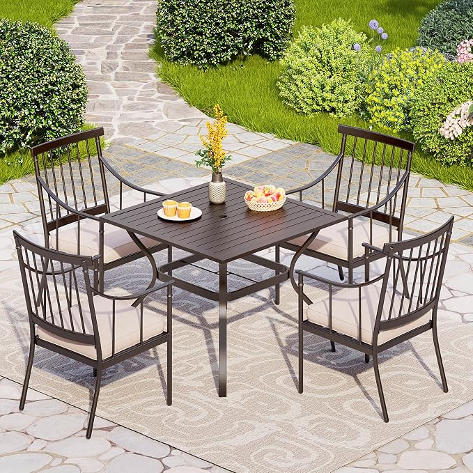 PHI VILLA Outdoor Metal Dining Chairs - Image 3
