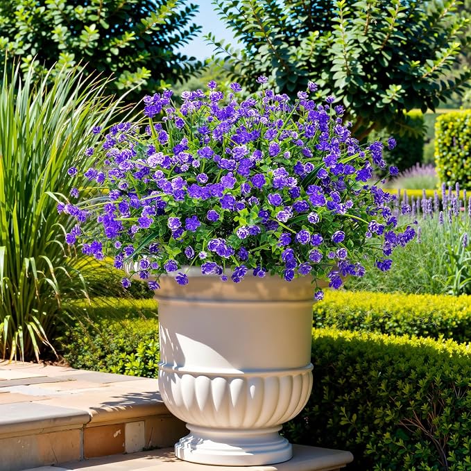 20 Bundles Artificial Flowers for Outdoors Fake Plastic Flowers UV Resistant - Image 4