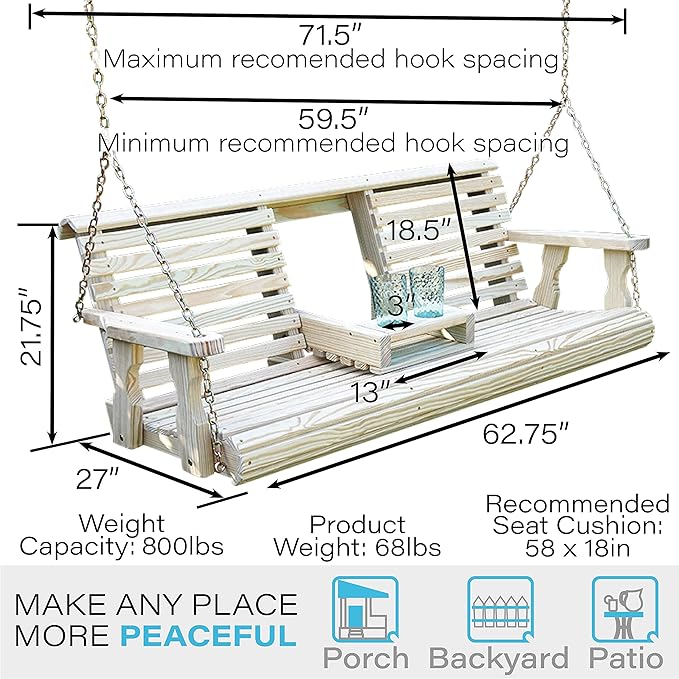 Porchgate Amish Heavy Duty Console Porch Swing - Image 5