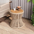 Scott Living Nara 18.9" Acacia Wood Outdoor Side Table, Metal Frame+Woven Rope by ScottLivingbyDrewJonathan