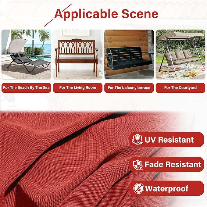 Porch Swing Cushion with Backrest, Waterproof Bench Cushion - Image 5